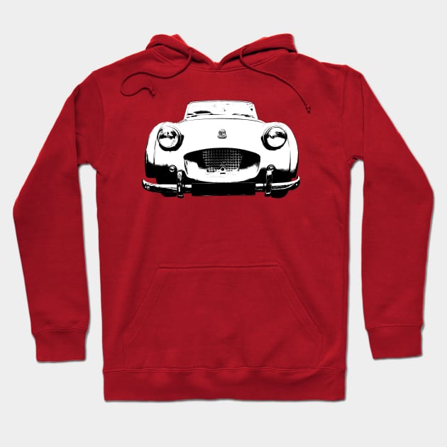 Triumph TR2 1950s British classic car monoblock black/white Hoodie by soitwouldseem